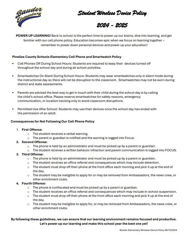 Bauder Elementary Wireless Device Policy